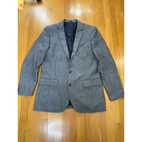 J Crew Men's 42L Thompson Charcoal Grey Tweed Herringbone Wool Blazer Jacket